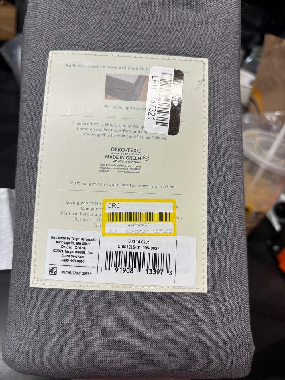 Casaluna Gray Linen-Blend Bedskirt - Queen - Picture 3 of 4